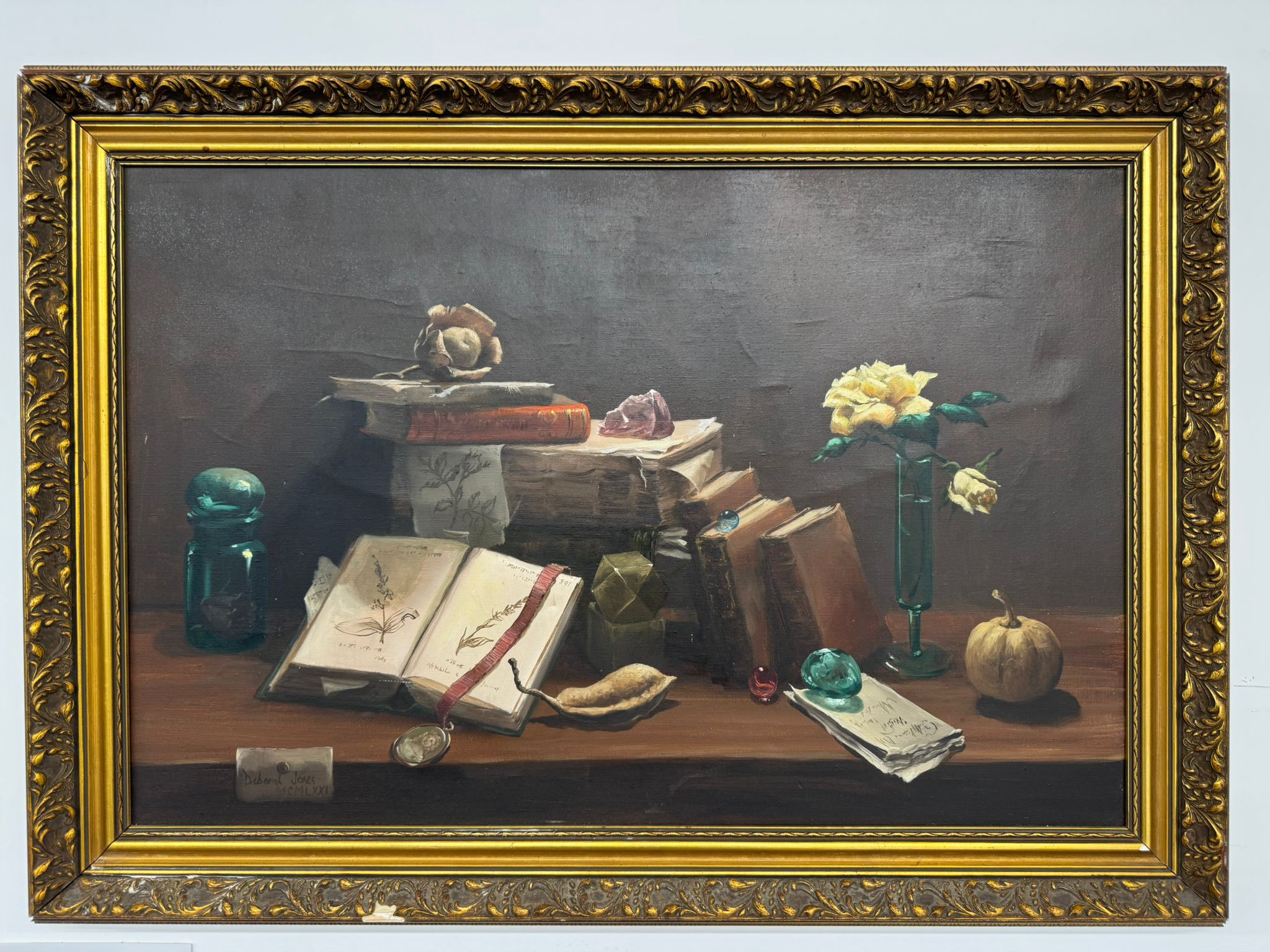 Still life with books and rose